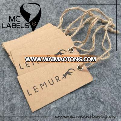 China Custom Printing Fancy Kraft Paper Clothing Hang Tag with hemp rope